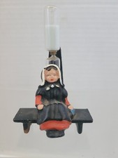 Vintage Cast Iron Amish Lady Sand Egg Table T...