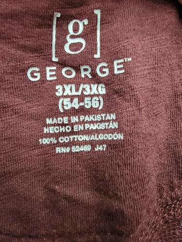 George Mens Shirt Size 3XL 54/56 XXXL 3X Large Burgundy NEW - Picture 2 of 12