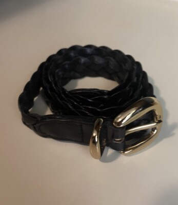 Womens Size 38 Black Brown Braided Woven Genuine Leather Belts Belt  Set Of‎ 2 Woven Black & Brown Genuine Leather Woman main image 3