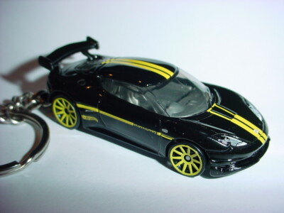HOT 3D BLACK LOTUS EVORA GT4 CUSTOM KEYCHAIN keyring ornament FUN hot wheels
