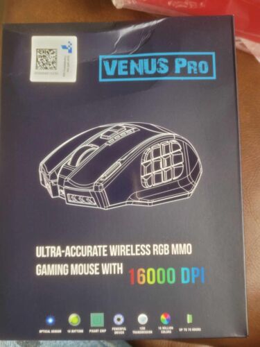 UNOPENED BOX Venus Pro RGB Wireless MMO Gaming Mouse, 16,000 DPI Optical Sensor