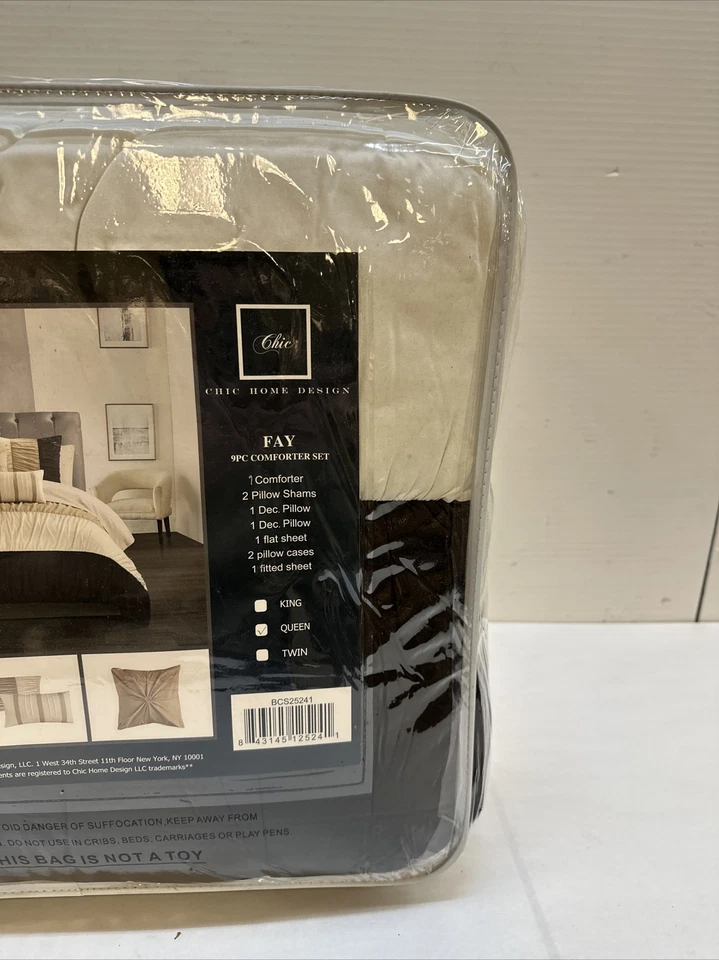 Lux-Bed LLC Faye 9 PCS Queen Comforter Ruched Color Block Bed In A Bag - Image 3 of 3