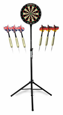 Mobile Profi Sisalscheibe Dartscheibe im Set mit Dartboard-Ständer und 6 Pfeilen