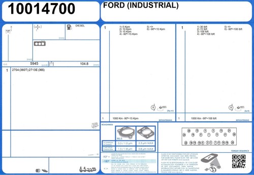 Full Engine Gasket Set FORD D0610,D0710,D0810,D0910 5.9 2713E (365) (3/72-/80) - Picture 2 of 2