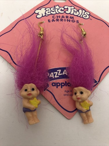 Magic Trolls Charm Earrings Pazzazzles Applause Troll Doll Earrings DAM Russ - Picture 2 of 12