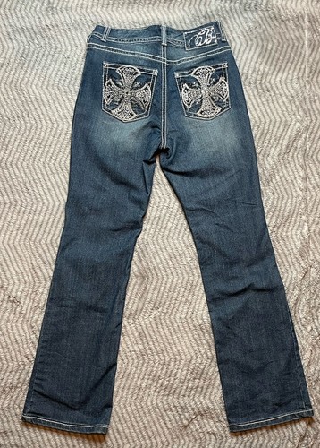 Code Bleu Annette Size 8 Embellished Bootcut Denim Jeans - Picture 2 of 10