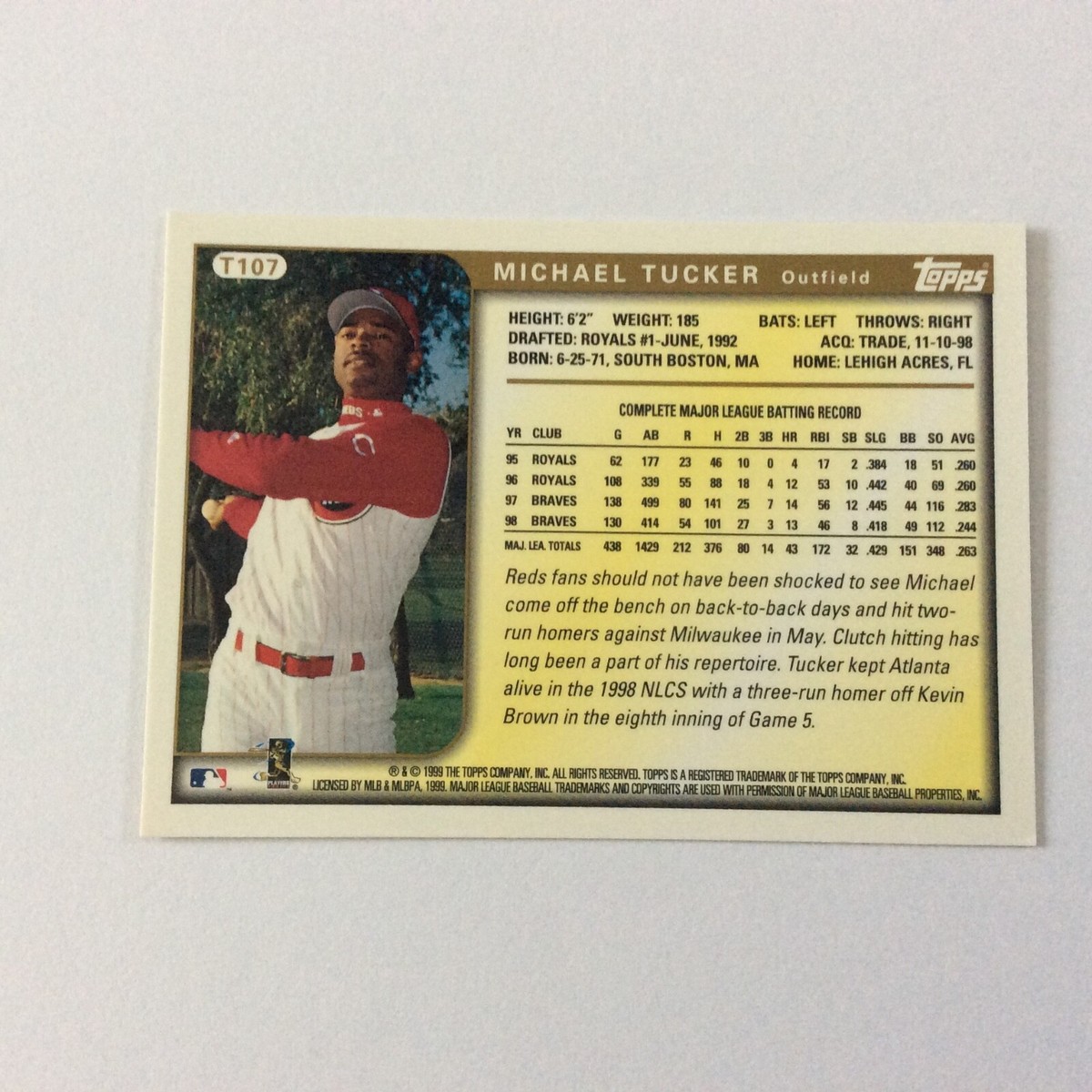1999 Topps T107 Michael Tucker Cincinnati Reds | eBay