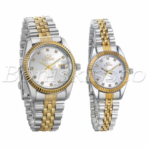 Luxury Rhinestone Stainless Steel Quartz Analog Wrist Watch For Men Women Couple - Picture 17 of 17