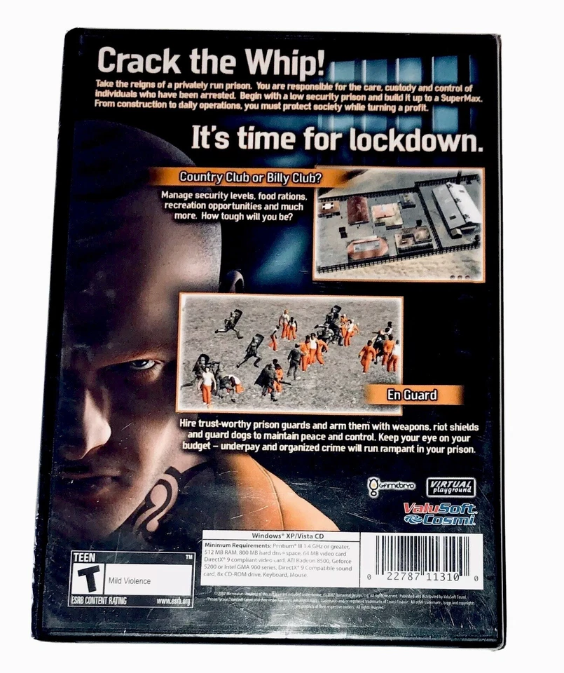 Prison Tycoon 3 Lockdown PC Video Game CD ROM NEW Rated T-Teen Sealed - Image 2 of 2