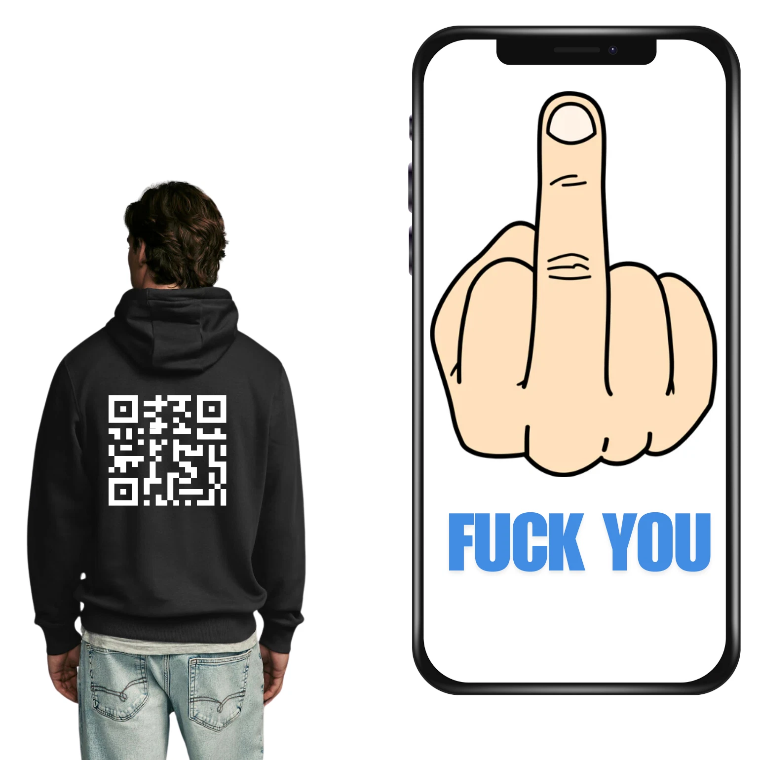 UNDERCOVER Felpa con cappuccio personalizzata Secret Message QR Code Dove i tuoi pensieri più selvaggi diventano pubblici