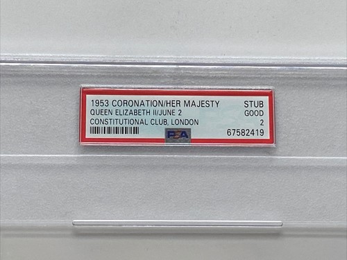 1953 Krönung Ihrer Majestät Königin Elisabeth II. Ticket Constitutional Club PSA - Bild 3 von 5