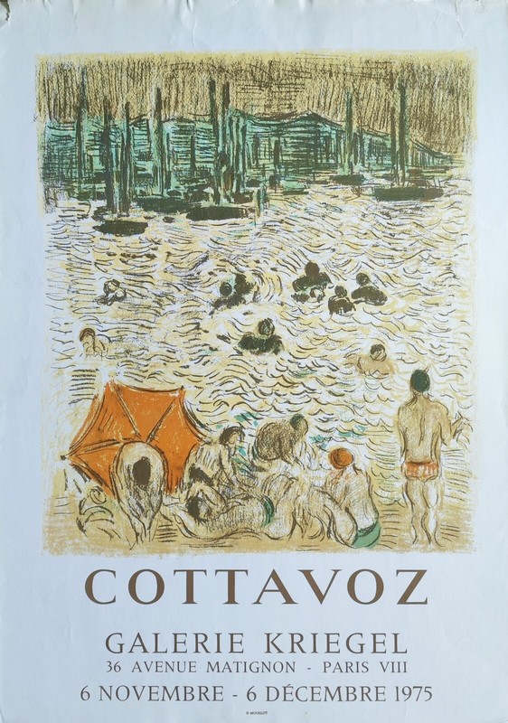 André COTTAVOZ — Affiche originale d'exposition en lithographie, Galerie Kriegel, Paris