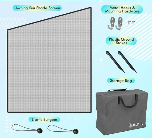 Latch.it RV Camper Awning SunShade Screen 15'3 X 8 Black Mesh NEW. - Picture 4 of 8