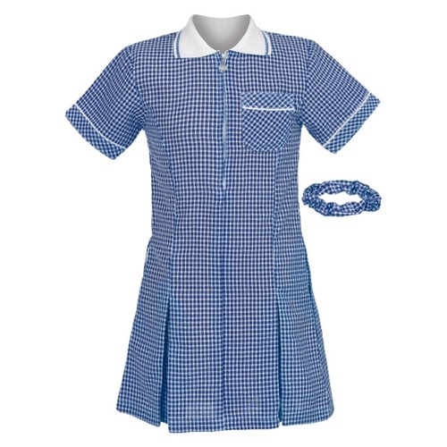 Girls Gingham Check School Summer Pleated Uniform Short Sleeve Dress Ages 3-20 - Picture 17 of 21