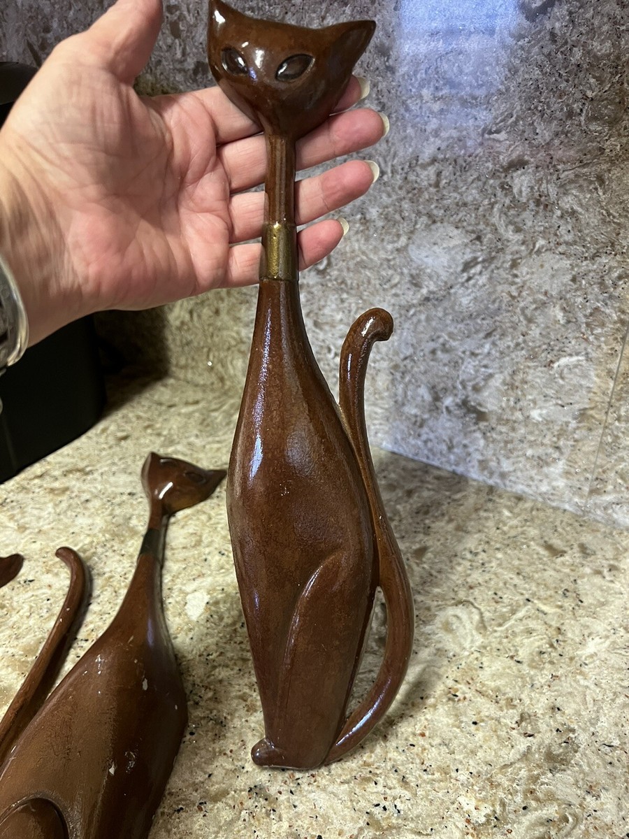 3 VINTAGE SEXTON USA MID CENTURY METAL WALL ART SIAMESE CATS