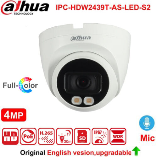 Dahua 4MP Full-Color Built-in Mic IPC-HDW2439T-AS-LED-S2 IP Camera PoE 2.8/3.6mm - Afbeelding 1 van 6