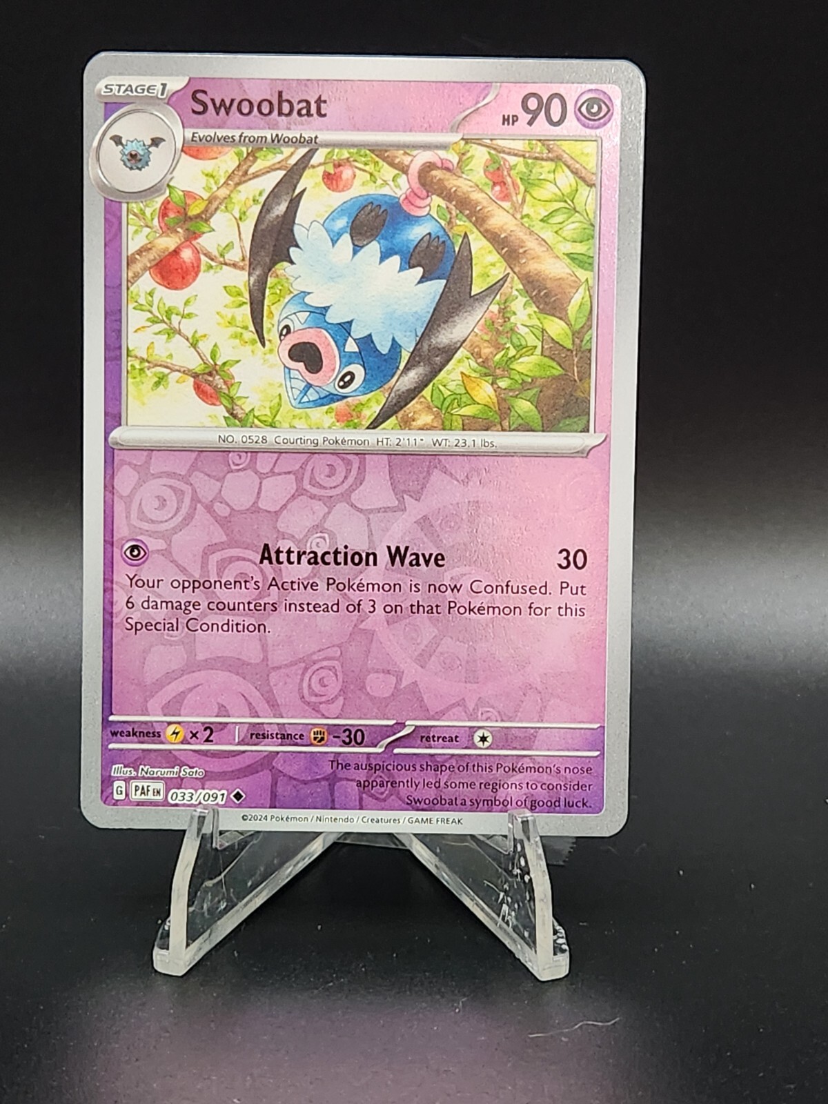 Swoobat 33/91 Paldean Fates Reverse Holo NM PAF EN Pokemon Card Scarlet & Violet