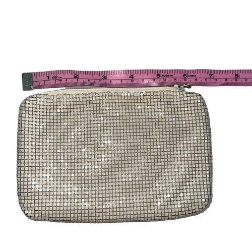 Whiting & Davis Clutch Womens Vintage Metal Mesh White Zipper Top Closure - Picture 7 of 7
