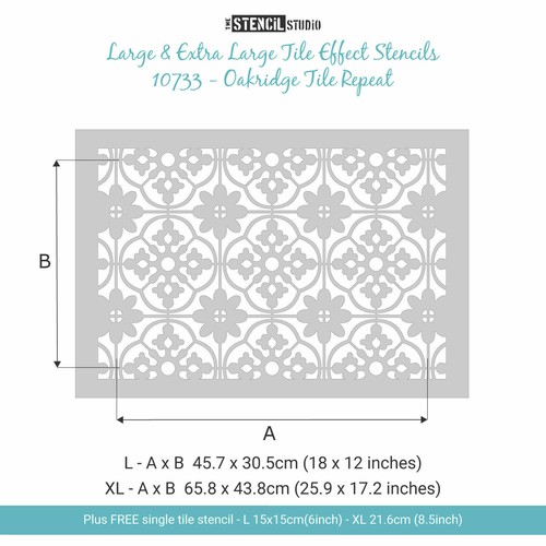 Oakridge Tile Repeat STENCIL. Reusable Pattern. Painting Floors & Walls. 10733 - Picture 6 of 9