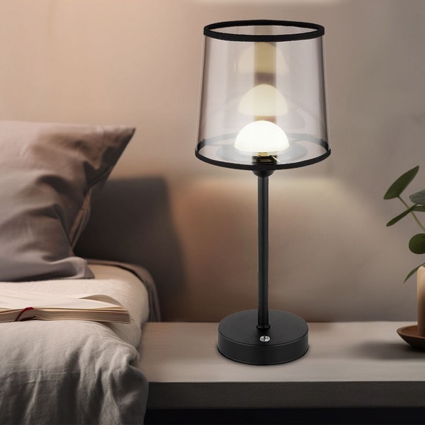 Tischleuchte Beistelllampe Tischlampe Led Touchdimmer Wohnzimmerleuchte Schwarz-image