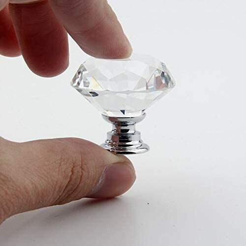 12Pcs Crystal Diamond Door Knobs Transparent Glass Clear Cabinet Drawer Handle - Picture 8 of 15