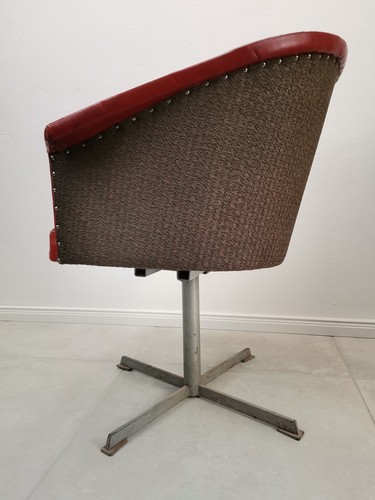 Silla Años 50 Sillón ROJO Cuero Artificial GRIS Tela VINTAGE RETRO Cocktail Lounge - Imagen 5 de 12