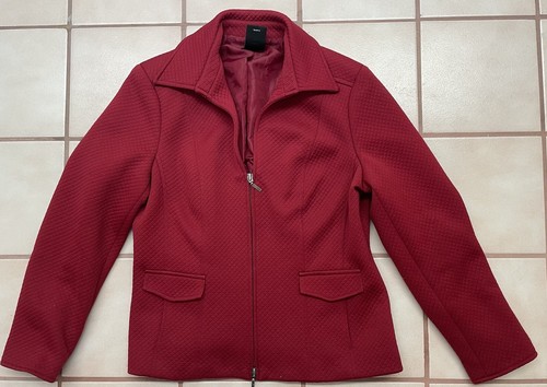 East 5th Quilted Jacket Womens Size 8P Red 3/4 Zip Front~Career Blazer W/Pockets - Picture 4 of 8