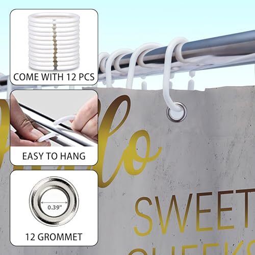 Gold Farmhouse Highland Cow Shower Curtain Yellow Brown 72Wx72H A Cow