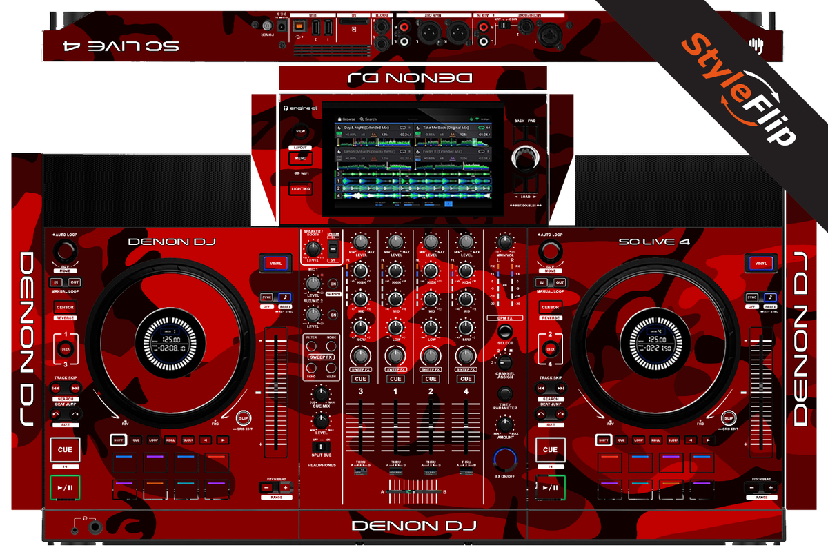 Denon SC Live 4 | Color Red Camo | Protective Decal | StyleFlip