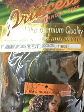 Princess Tangle Free 100 Human Hair 1B/Burgundy Super Bulk 16 Inch Set. bw