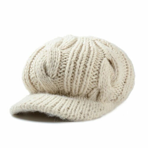 Womens Winter Warm Knitted Hats Slouchy Wool Beanie Hat Cabbie Cap With Visor - Picture 10 of 13