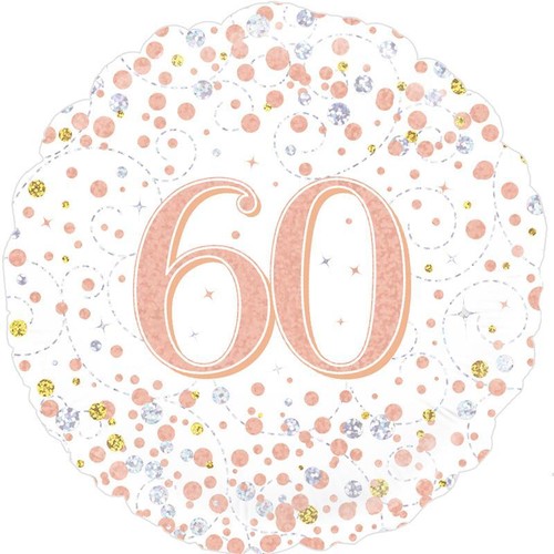 60 Cumpleaños Oro Rosa Brillante Fizz Fiesta Vajilla Fiesta y Decoración - Imagen 10 de 27