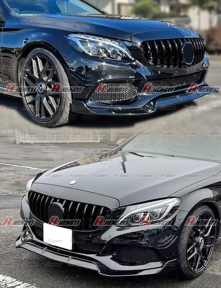 PARAGOLPES DELANTERO NEGRO BRILLANTE PARA MERCEDES BENZ W205 C43 C300 C250 AMG 15-18 LAP Foto 3 de 4