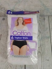 NEW Hanes SZ 6 Women's 6 Pack White Tagless Cotton Briefs Panties