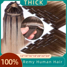 40PCS Tape In On Stick Remy Human Hair Extensions Skin Weft 10"-24" Thick Blonde