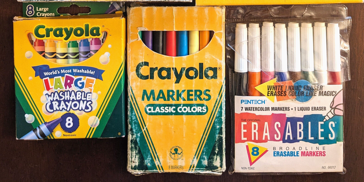 1984 Vintage Crayola Crayons 64 box w/ Sharpener, Retired Colors +