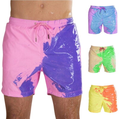 mens color changing swim trunks