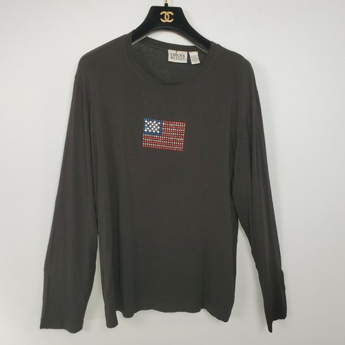 Camiseta CHICOS DESIGN XL 3 Negra Bandera EE. UU. Adornada Tachonada Tejida 4 de Julio - Imagen 3 de 8
