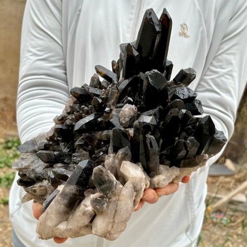 14.99LB Large Natural Smoky Black Quartz Cluster Crystal Specimen Healing - 第 2/12 張圖片