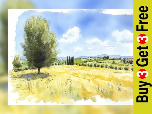 Vibrant Countryside Landscape 5"x7" Print on Matte Paper | Stunning Nature Art