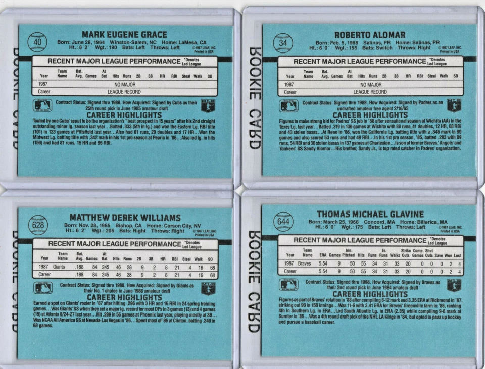 Juego completo de béisbol Donruss 1988 1-660 (Alomar/Glavine RC) con rompecabezas musical Foto 2 de 4