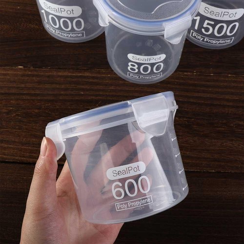 Cylindrical Kitchen Storage Boxes PP Plastic Food Airtight Jar Bulk Cereals - Picture 11 of 16
