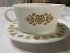 Vintage Pyrex Corning Gold Butterfly Milk Glass Gravy Boat 77-B