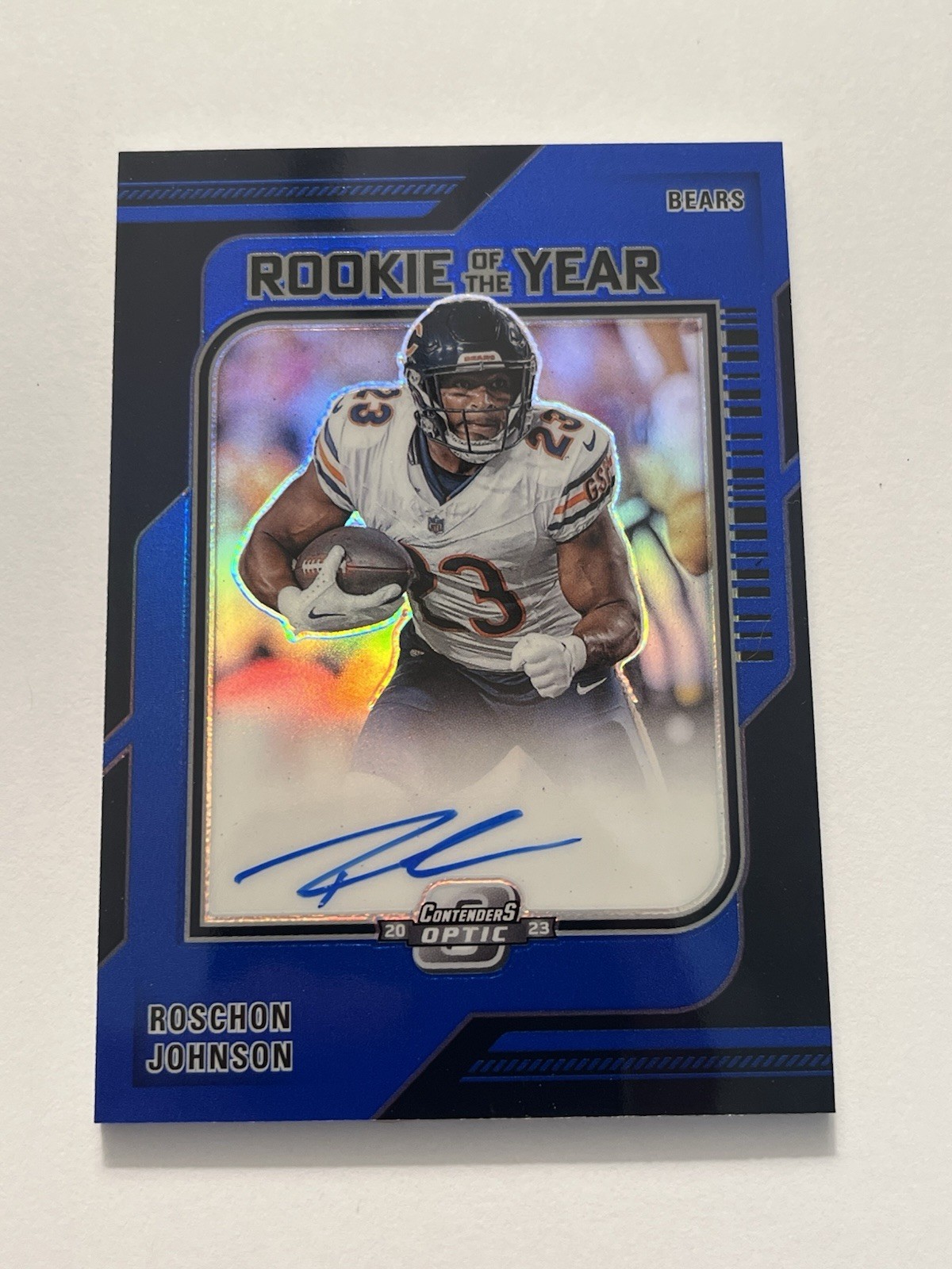 2023 Contenders Optic Rookie Of The Year Blue Prizm Roschon Johnson Auto /75