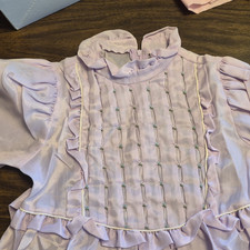 Polly Flinders Girls Purple Hand Smocked Long Sleeve Dress Size 7