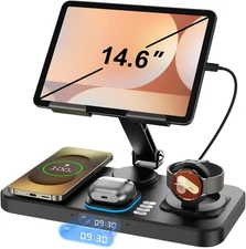 30W Wireless Charger for Samsung/Android Mag-Safe Charging Station with Clock/Li