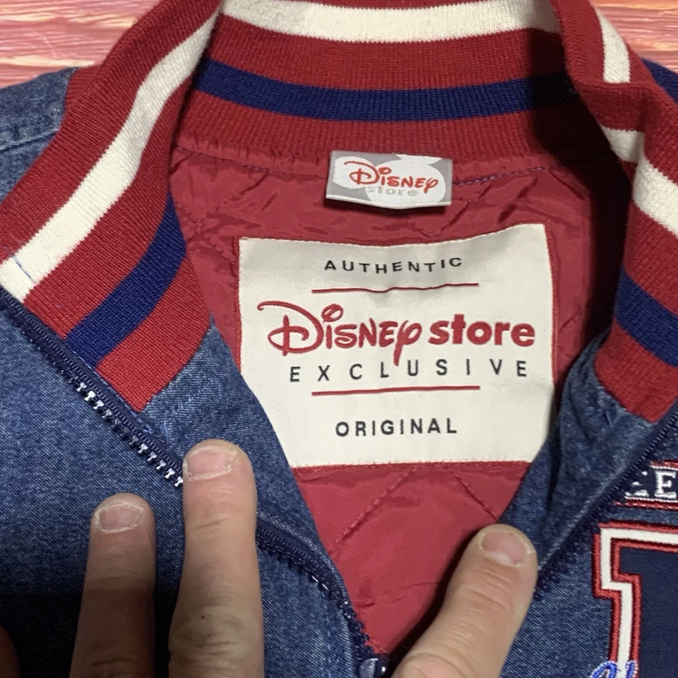 Chaqueta de bombardero universitaria vintage Disney Eeyore para hombre pequeña denim con cremallera acolchada forrada Y2K Foto 2 de 4