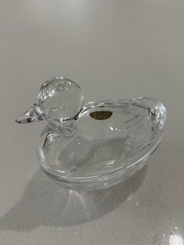 Vintage Crystal 24% Lead Crystal Glass Duck Lidded Dish Jewelry Box - Picture 2 of 7