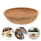 Handmade Bamboo Basket Round Serving Tray Lightweight For Bread Snacks