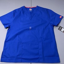 NWT Dickies Scrubs 86703 V-Neck Solid Scrub Women's M Galaxy Blue EDS